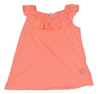 Neónově korálový top s volánikom H&M