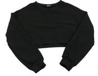 Čierna vzorovaná crop mikina SHEIN