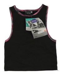Nové - čierno-melírovaný rebrovaný funkčný športový crop top ERGEENOMIXX