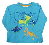 Azurové tričko s dinosaurami Topomini