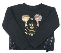 Tmavosivá crop mikina s Mickey mousem Disney