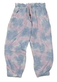 Modro-ružové batikované letné nohavice Next
