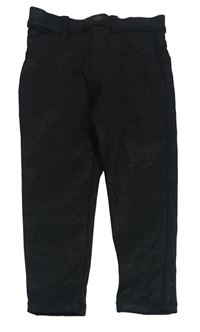 Čierne trblietavé elastické skinny nohavice F&F