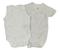 2x body - bílé + bílé puntíkaté zavinovací