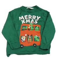 Zelený sveter s autobusom H&M