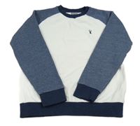 Bielo-tmavomodrá mikina s výšivkou Next