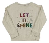 Svetlobéžová melírovaná mikina s nápisem z flitrů a hviezdami John Lewis