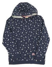 Tmavomodrá melírovaná mikina s liškami a kapucňou Kids