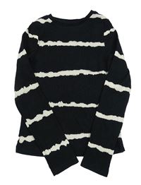 Čierno-béžové pruhované rebrované tričko F&F