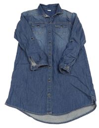 Tmavomodré propínací košilové šaty riflového vzhledu Next