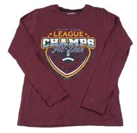 Vínové triko s potiskem a nápisem Destination