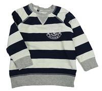 Tmavomodro-biela pruhovaná mikina s nápisom H&M