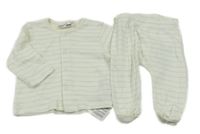 2set - Smetanovo-mátové pruhované propínací triko + lehké tepláky Ergee