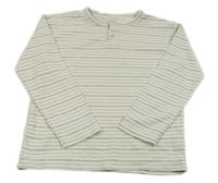 Smetanovo-sivé pruhované tričko s gombíkmi