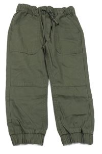 Khaki plátenné cuff nohavice Nutmeg