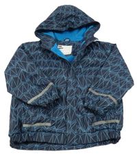 Tmavomodrá vzorovaná nepromokavá lehce zateplená bunda s kapucí X-Mail