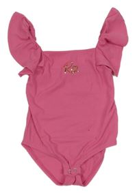 Nové - Tmavorůžové žebrované body s volánky River Island