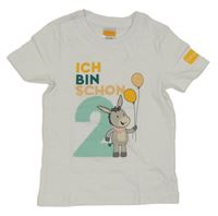 Biele narozeninové tričko s oslom  a číslom