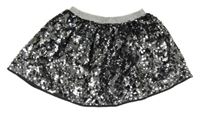 Čierno-strieborná flitrová sukňa F&F
