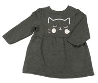 Antracitové teplákové šaty s mačkou Lupilu