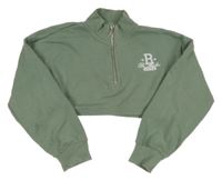 Khaki crop mikina s výšivkou River Island