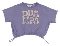 Levandulové hudební crop tričko s nápisem - Dua Lipa H&M