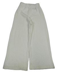 Smotanové mačkané široké nohavice H&M