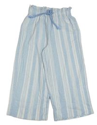 Světlemodro-biele pruhované ľanové culottes nohavice TCM