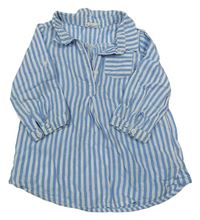 Modro-biele pruhované ľahké košeľové šaty H&M
