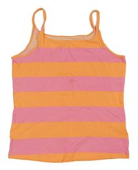 Neónově oranžovo-ružový pruhovaný crop top H&M
