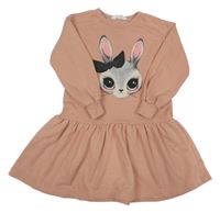 Starorůžové teplákové šaty s králíkem H&M