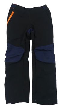 Čierno-tmavomodré softshellové nohavice Decathlon