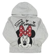 Bielo-sivá melírovaná oversize mikina s Minnie a kapucňou Disney