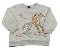 Světlešedá melírovaná mikina s Bambim Primark