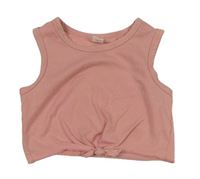 Svetloružový crop top s uzlom shein