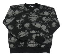 Čierno-sivá mikina s planetami H&M