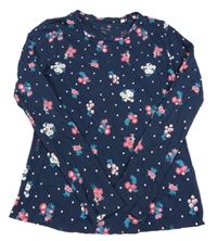 Tmavomodré kvetované tričko zn. C&A