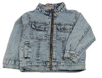 Modrá melírovaná rifľová bunda s vreckami