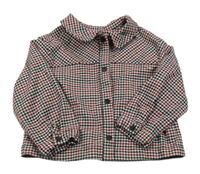 Červeno-čierno-smotanová kockovaná blúzka Zara