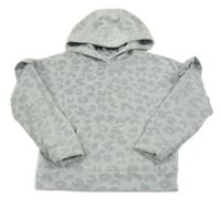 Šedá leopardí plyšová mikina s kapucí Matalan