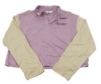 Lila-béžová crop ľahká mikina s nápisom H&M