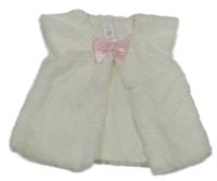 Biela kožušinová podšitá vesta s mašlou C&A