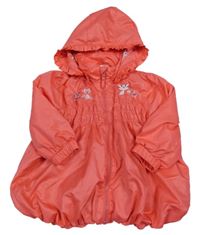 Korálová šusťáková jarní bunda s kočkami a kapucí H&M