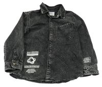 Antracitová rifľová bunda s nápisom Zara