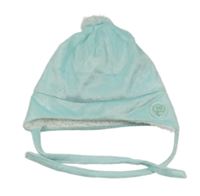 Svetlomodrá plyšová zateplená zavazovací čapica Ergee