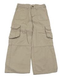 Béžové plátenné nohavice s vreckami Vertbaudet