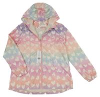 Nové - růžovo-lila šusťáková jarní bunda se srdíčky a kapucí F&F