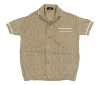 Béžové perforované prepínaci pletené polo tričko Next