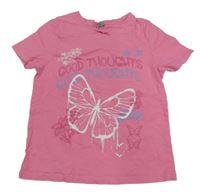 Růžové tričko s motýlkem Matalan