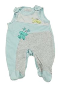 Světlemodro-šedé sametové dupačky s žábami Ergee